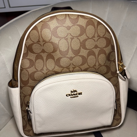Coach Signature Brown and Cream Backpack - Picture 1 of 7